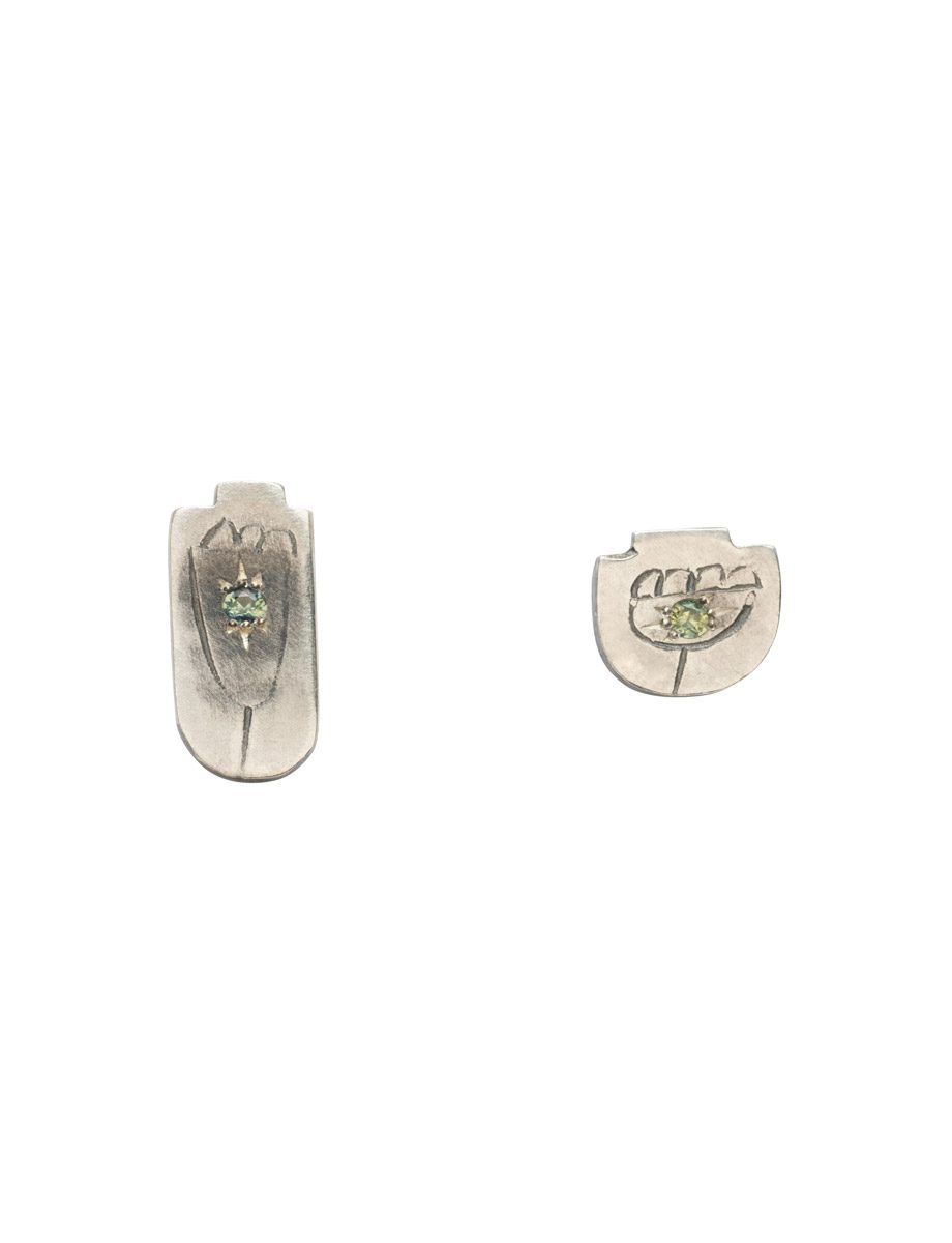Whisper Stud Earrings – Silver & Sapphire