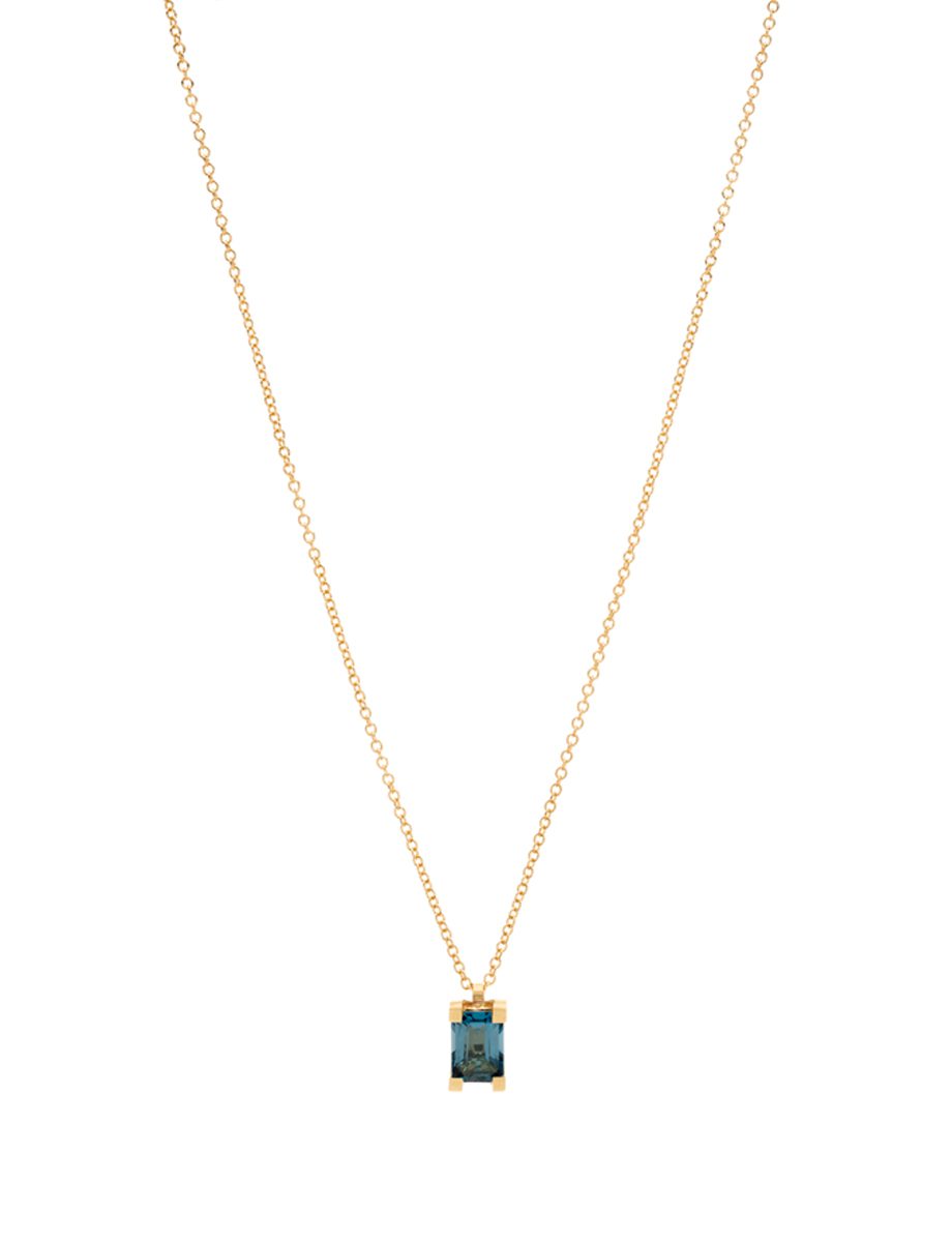 Curve Pendant Necklace – London Blue Topaz & Yellow Gold