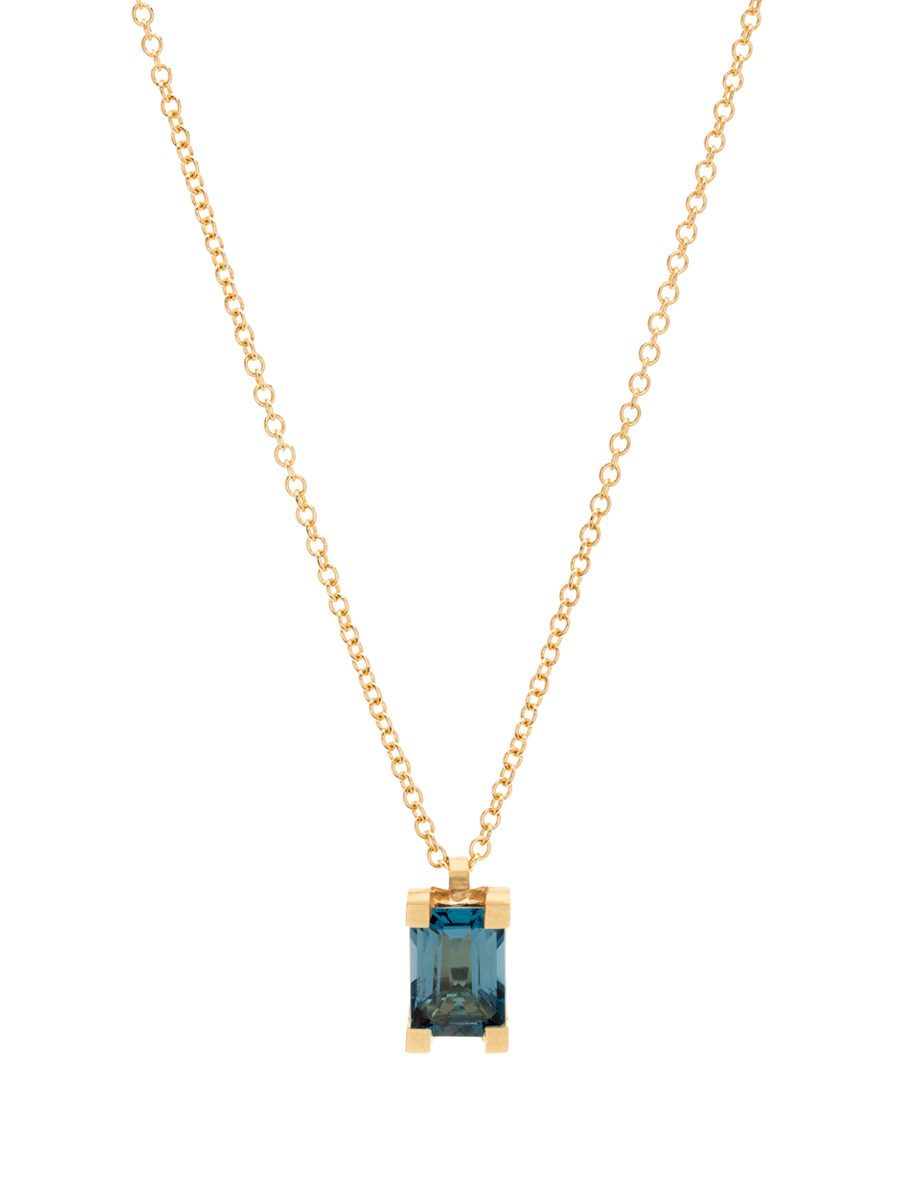 Curve Pendant Necklace – London Blue Topaz & Yellow Gold