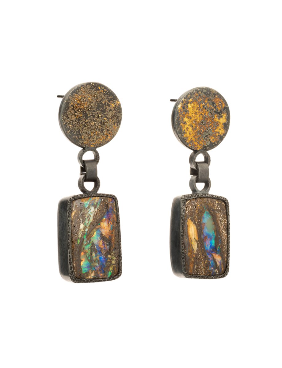 Boulder Opal Galaxy Stud Earrings