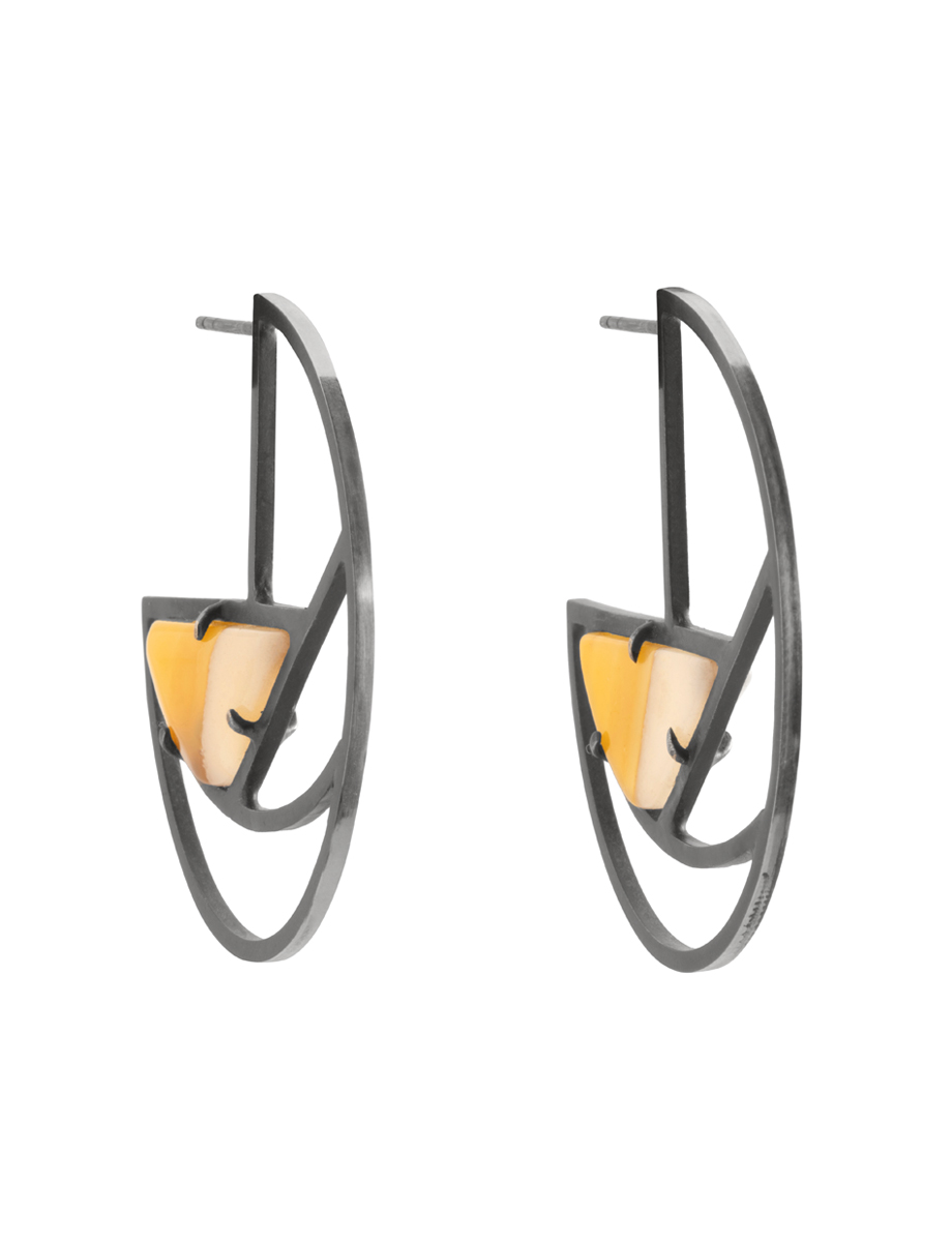 Inclusion Hoop Stud Earrings – Silver & Agate