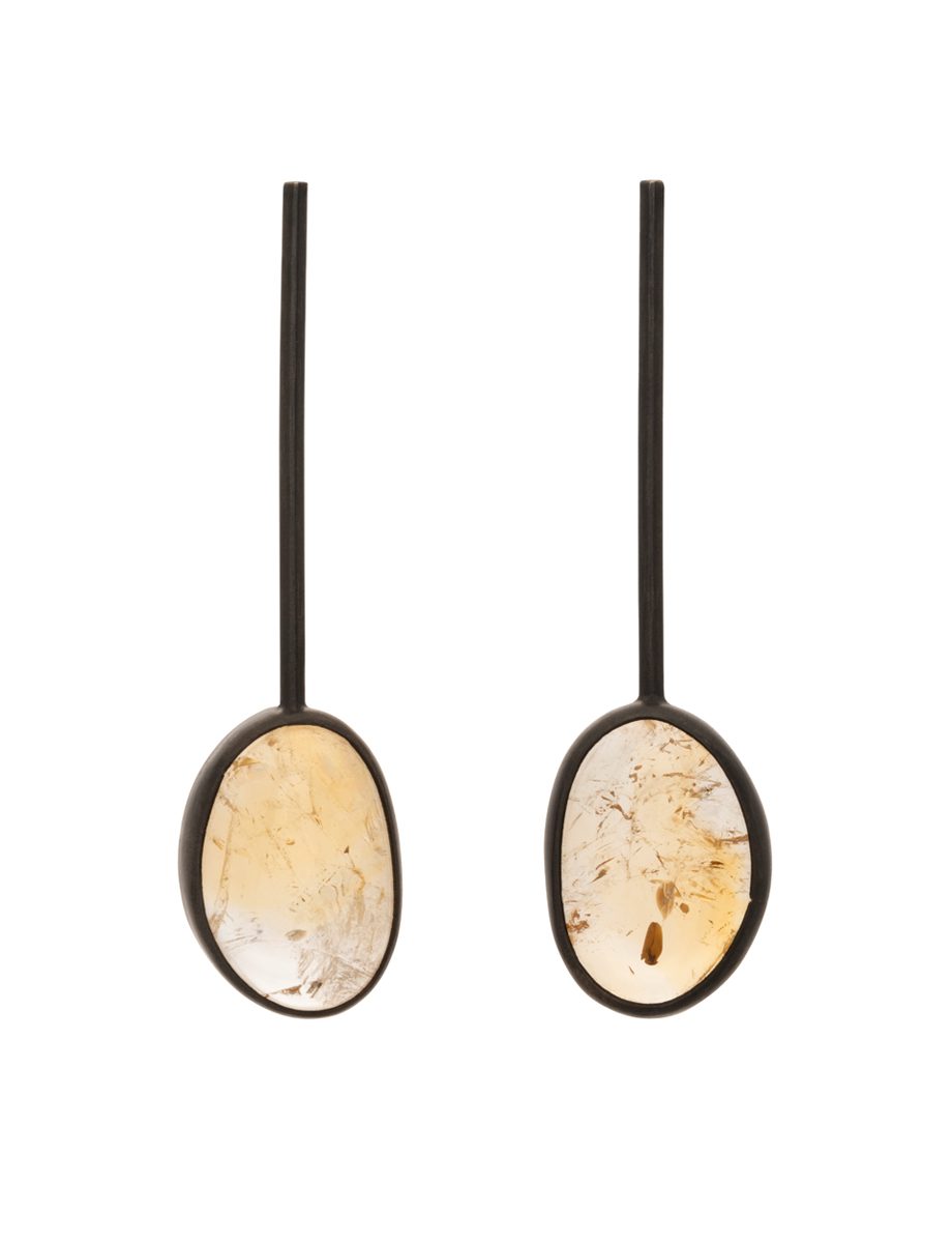 Inclusion Pendulum Earrings – Silver & Citrine