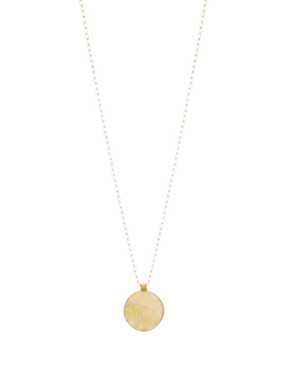Medium Round Leaves Pendant Necklace – Gold Plate