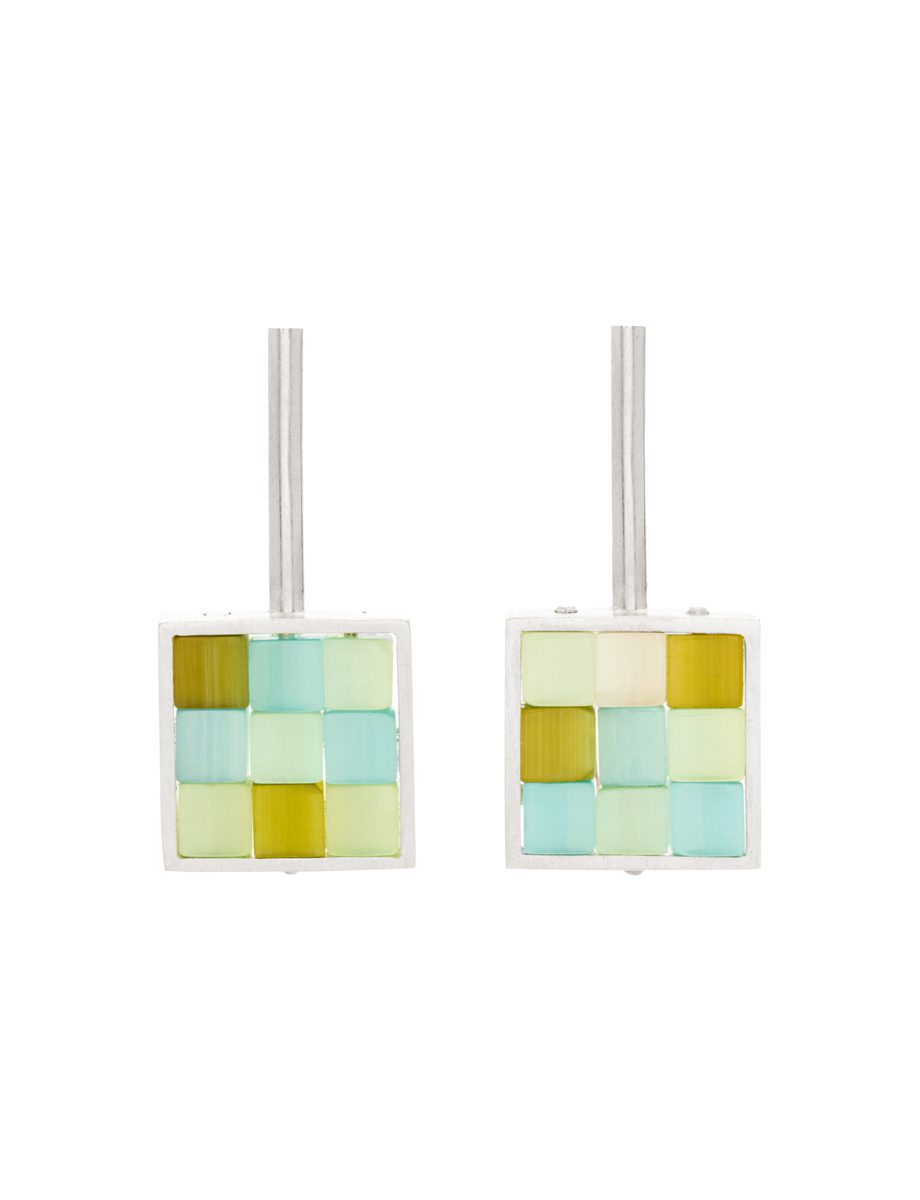 Sea Patchwork Square Stack Earrings