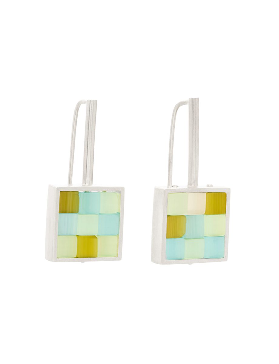 Sea Patchwork Square Stack Earrings