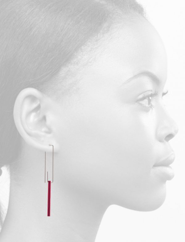 Short Hidden Line Earrings – Crimson