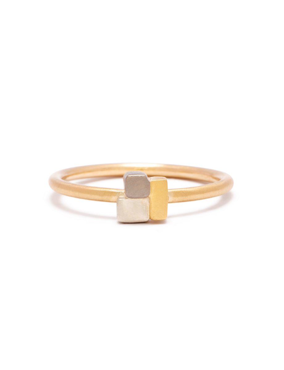 Skyline Steps Ring – White and Yellow Gold