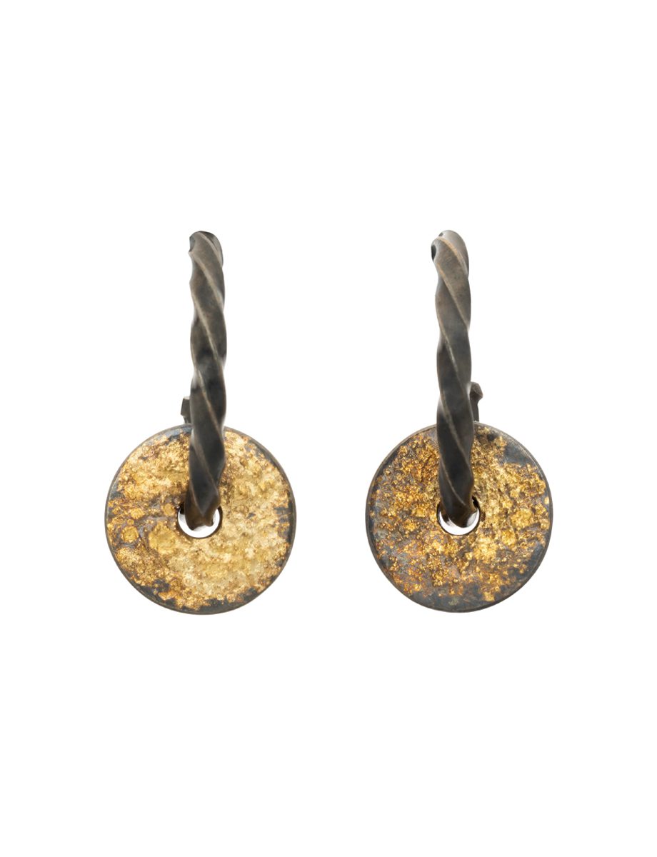 Small Spiral Galaxy Spinner Hoop Earrings – Black & Gold