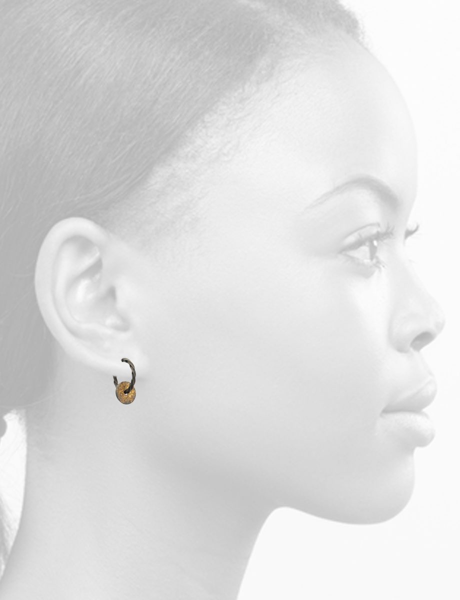 Small Spiral Galaxy Spinner Hoop Earrings – Black & Gold