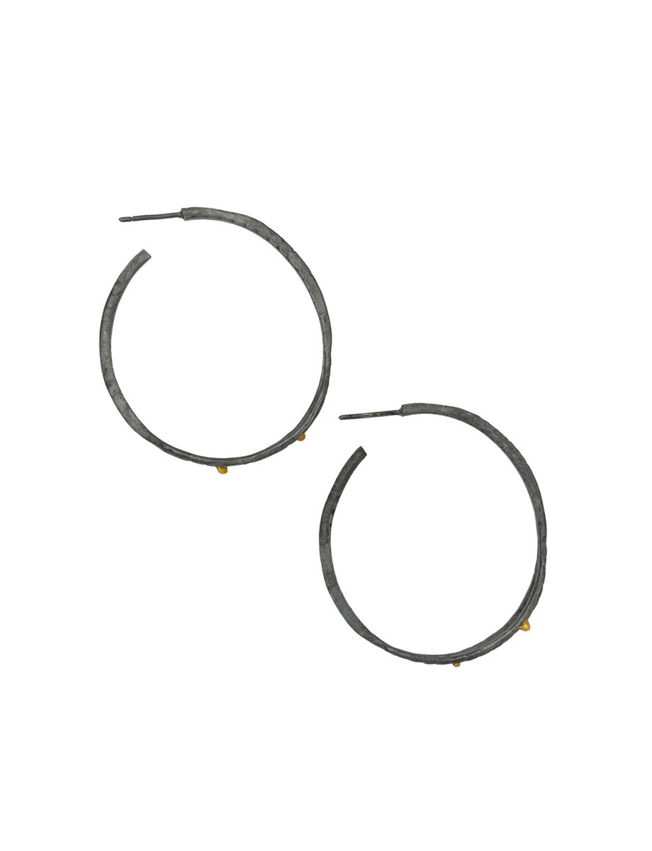 Small Tyramon Hoop Earrrings – Black & Gold