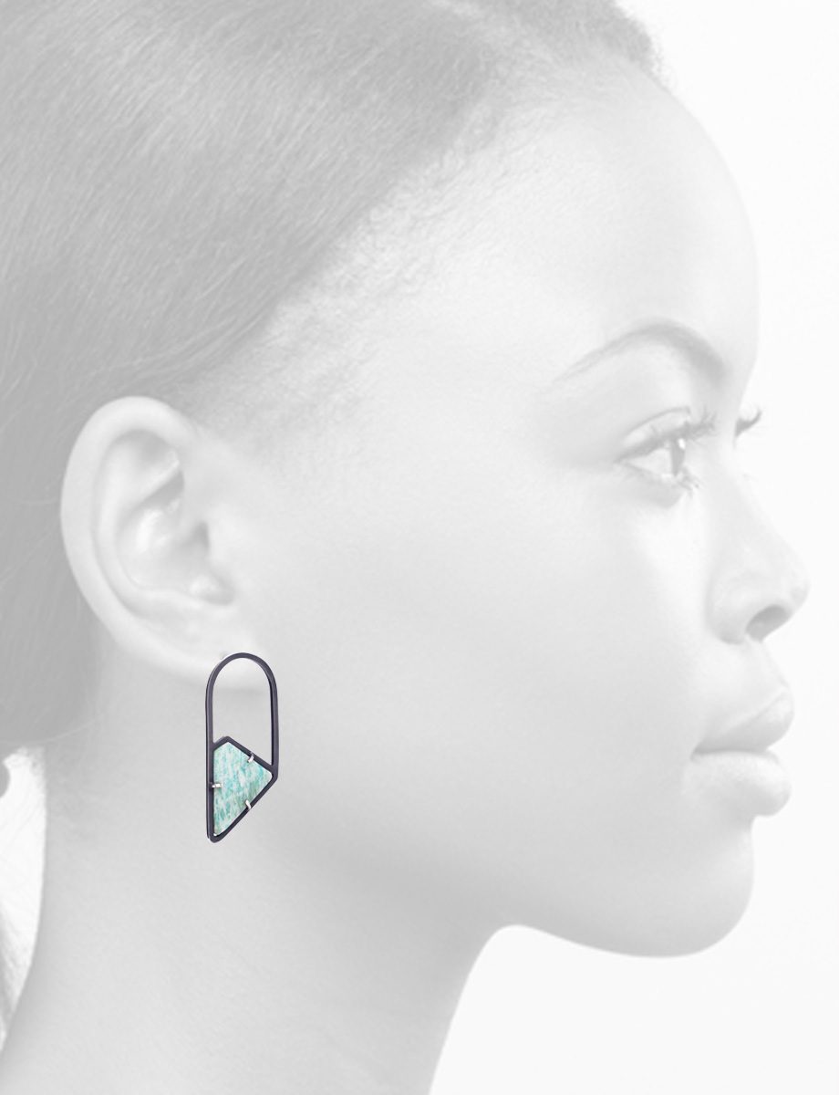 Inclusion Short Arch Stud Earrings – Amazonite