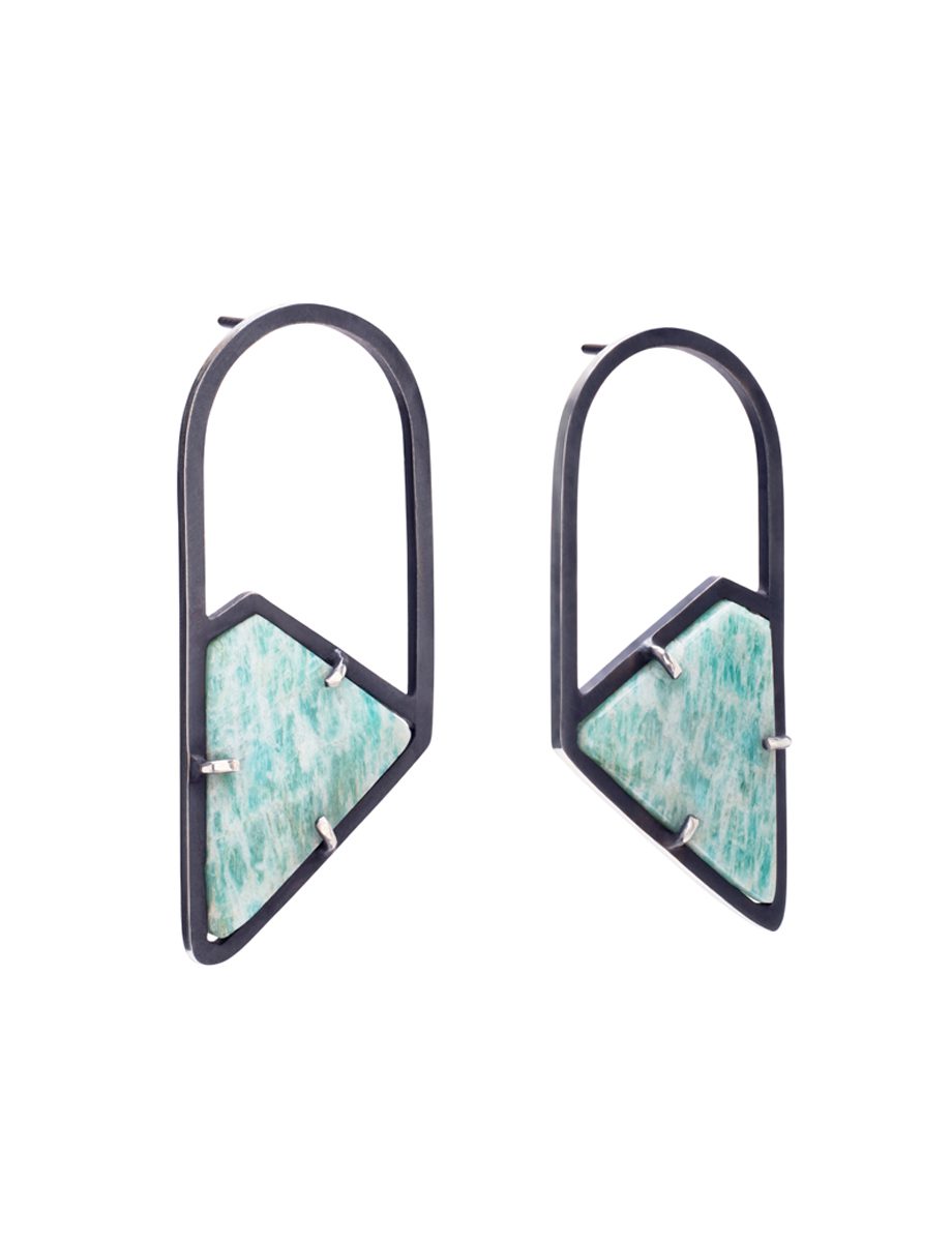 Inclusion Short Arch Stud Earrings – Amazonite