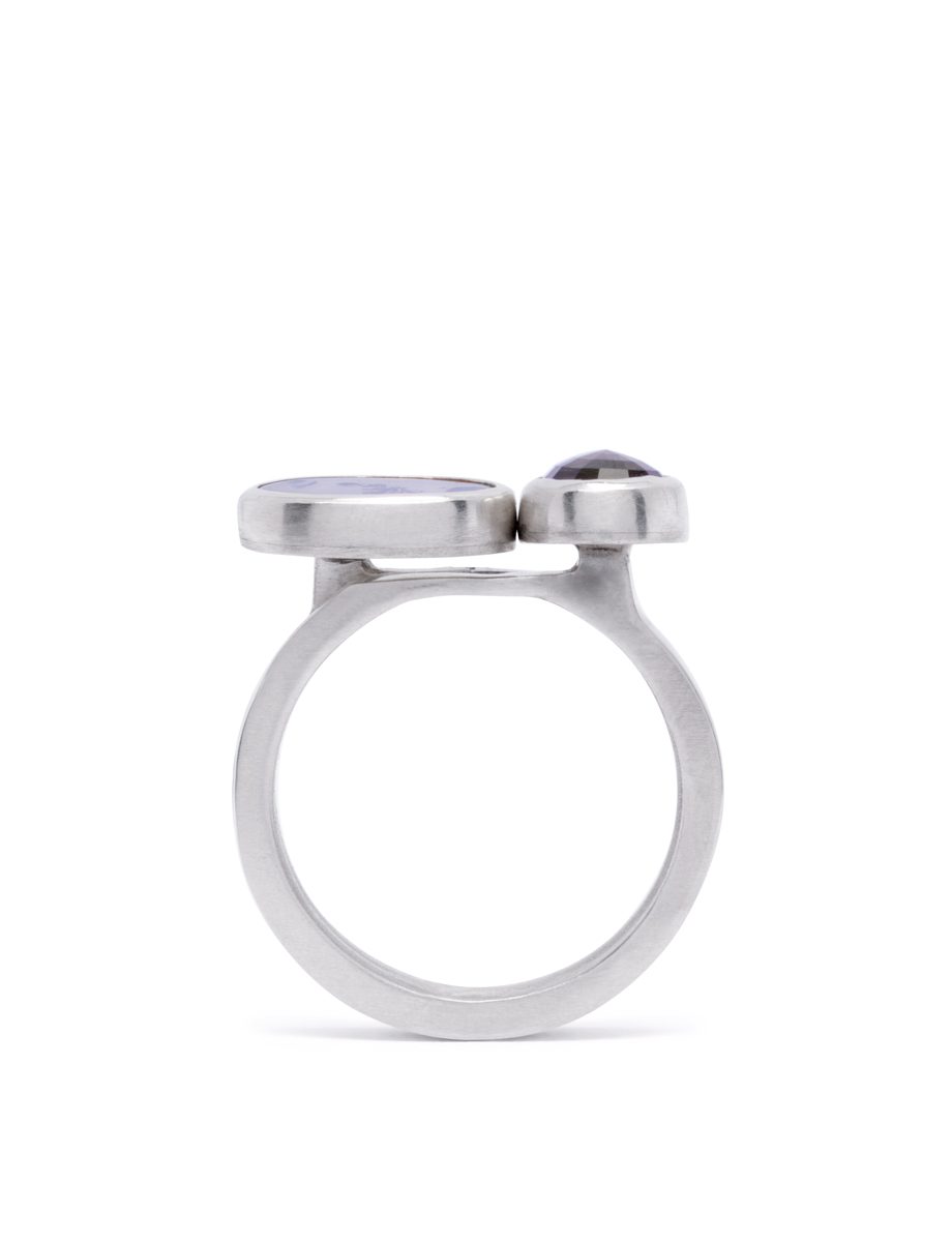 Inclusion Twin Podium Ring Stack – Scenic Agate & Sapphire