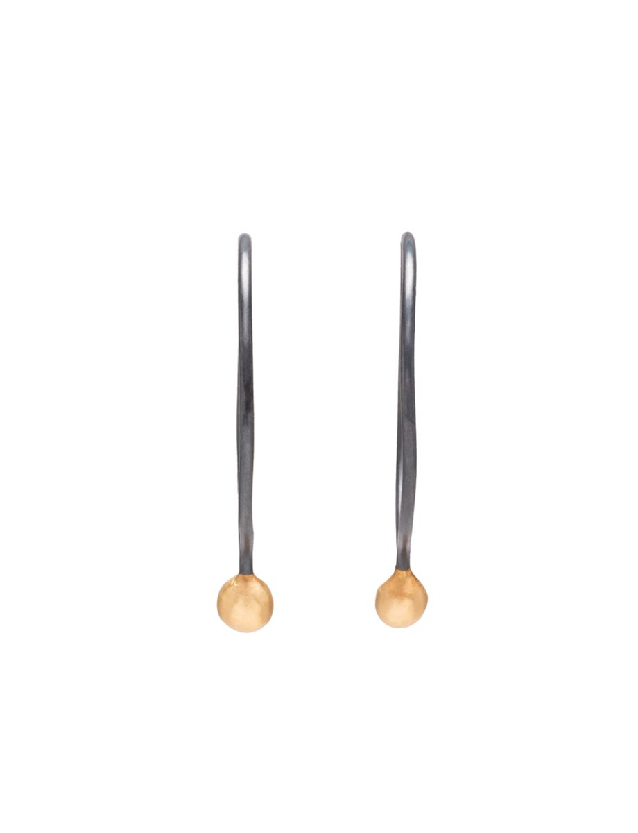 Small Round Pleurs Hoop Earrings – Blackened Silver & Yellow Gold