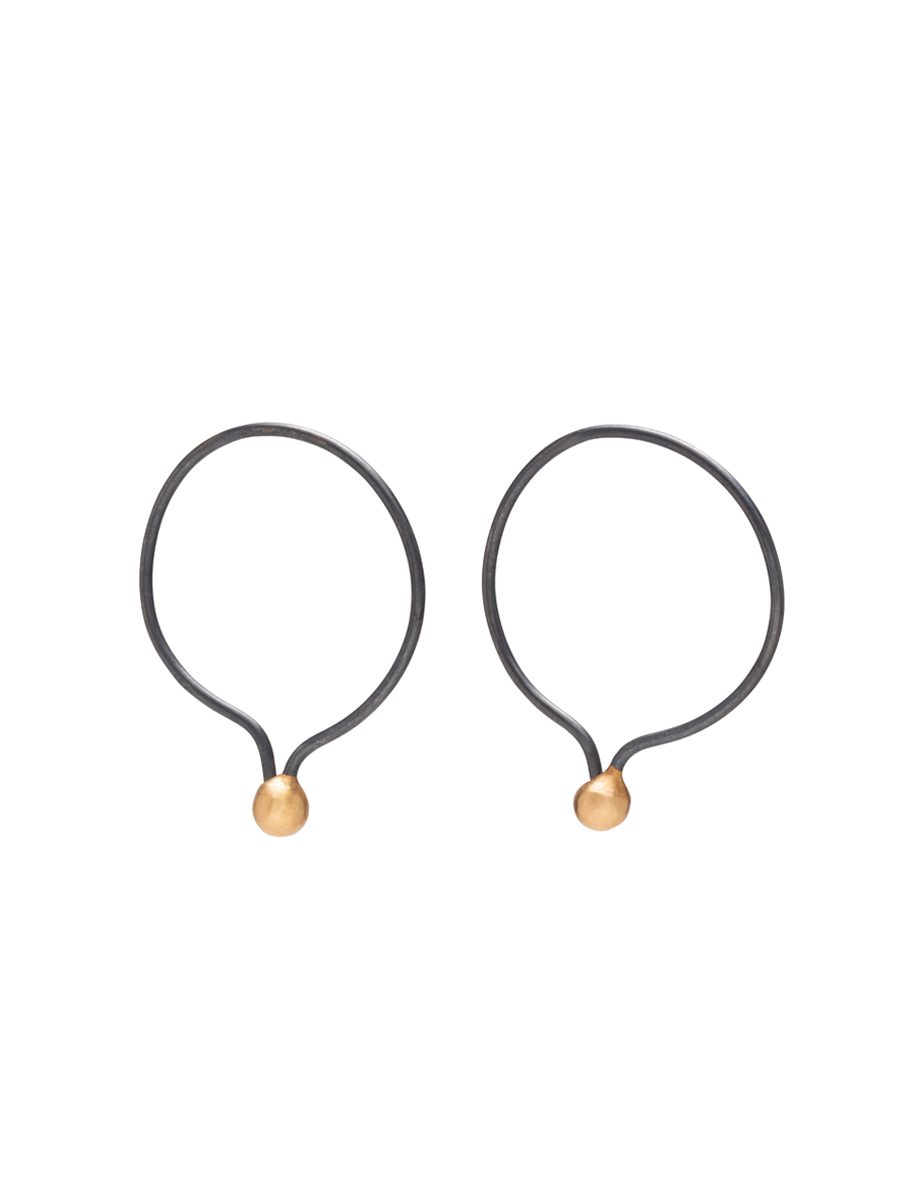 Small Round Pleurs Hoop Earrings – Blackened Silver & Yellow Gold