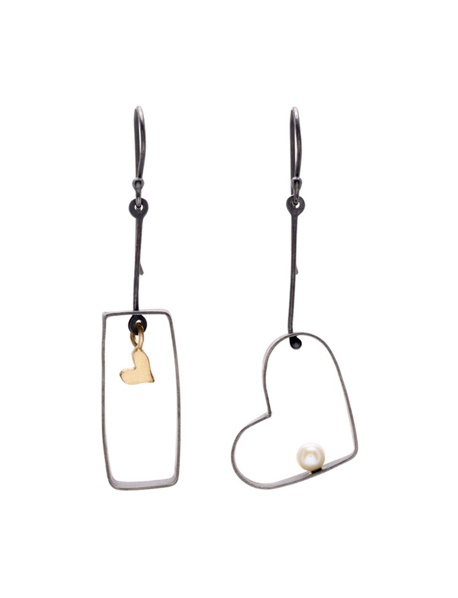 Heart and Squares I Mobile Hook Earrings