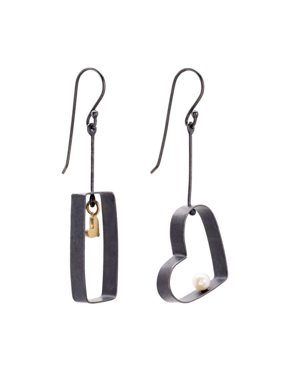 Heart and Squares I Mobile Hook Earrings