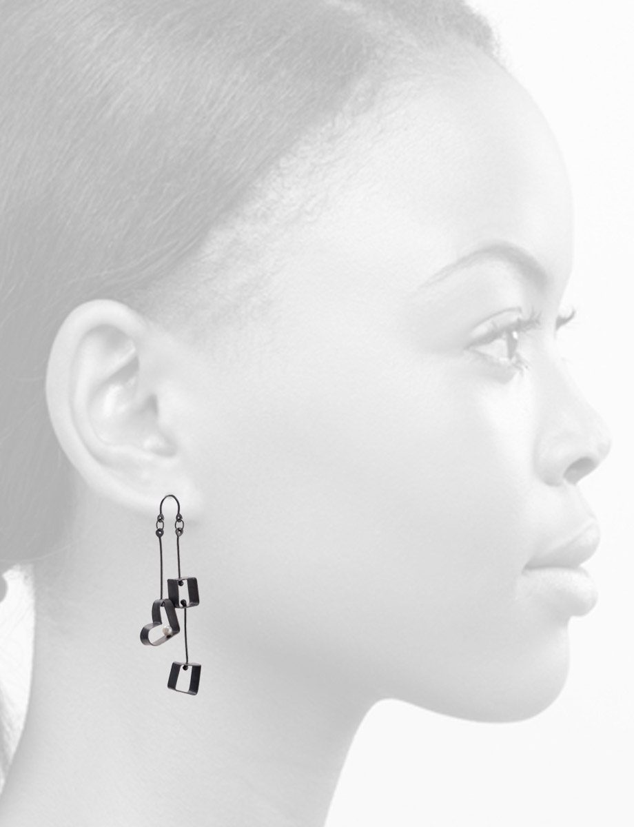 Heart and Squares II Mobile Hook Earrings