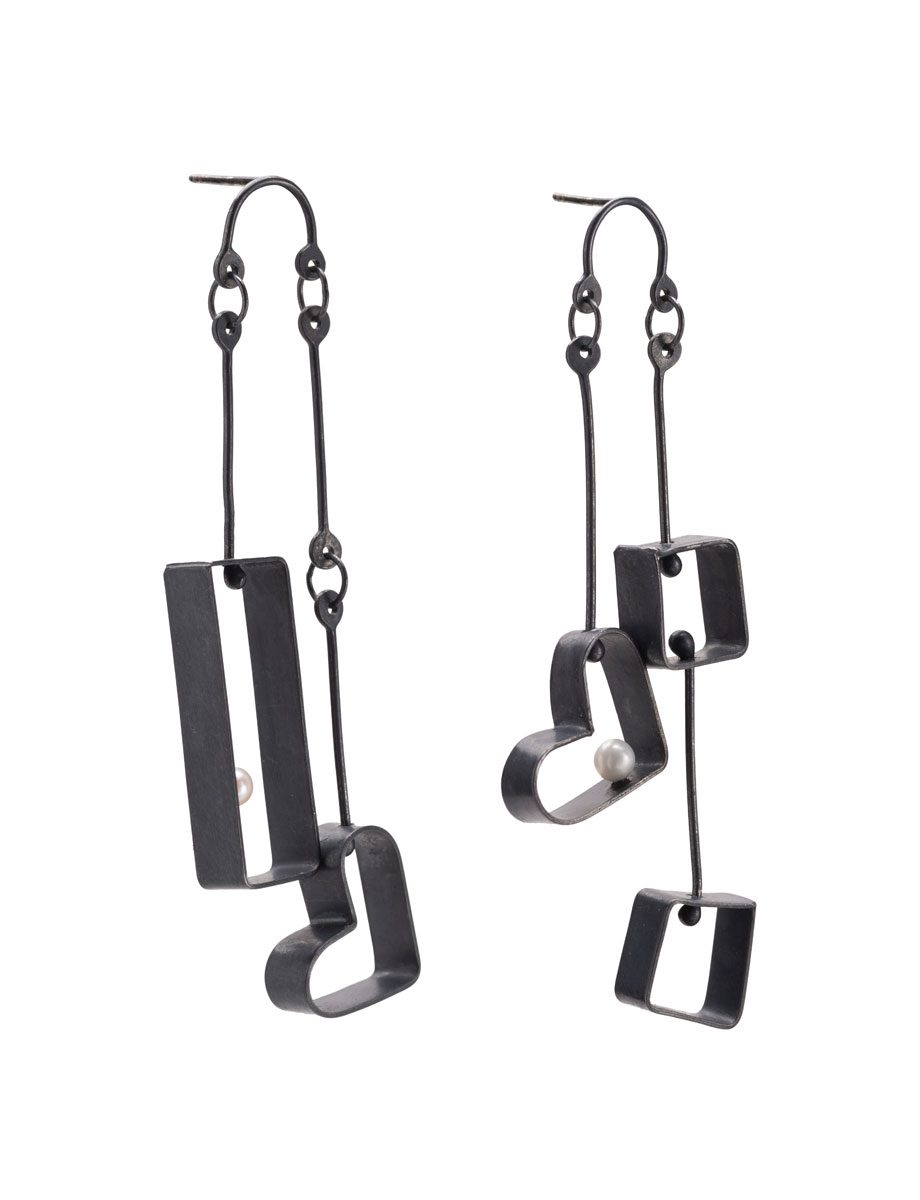 Heart and Squares II Mobile Hook Earrings