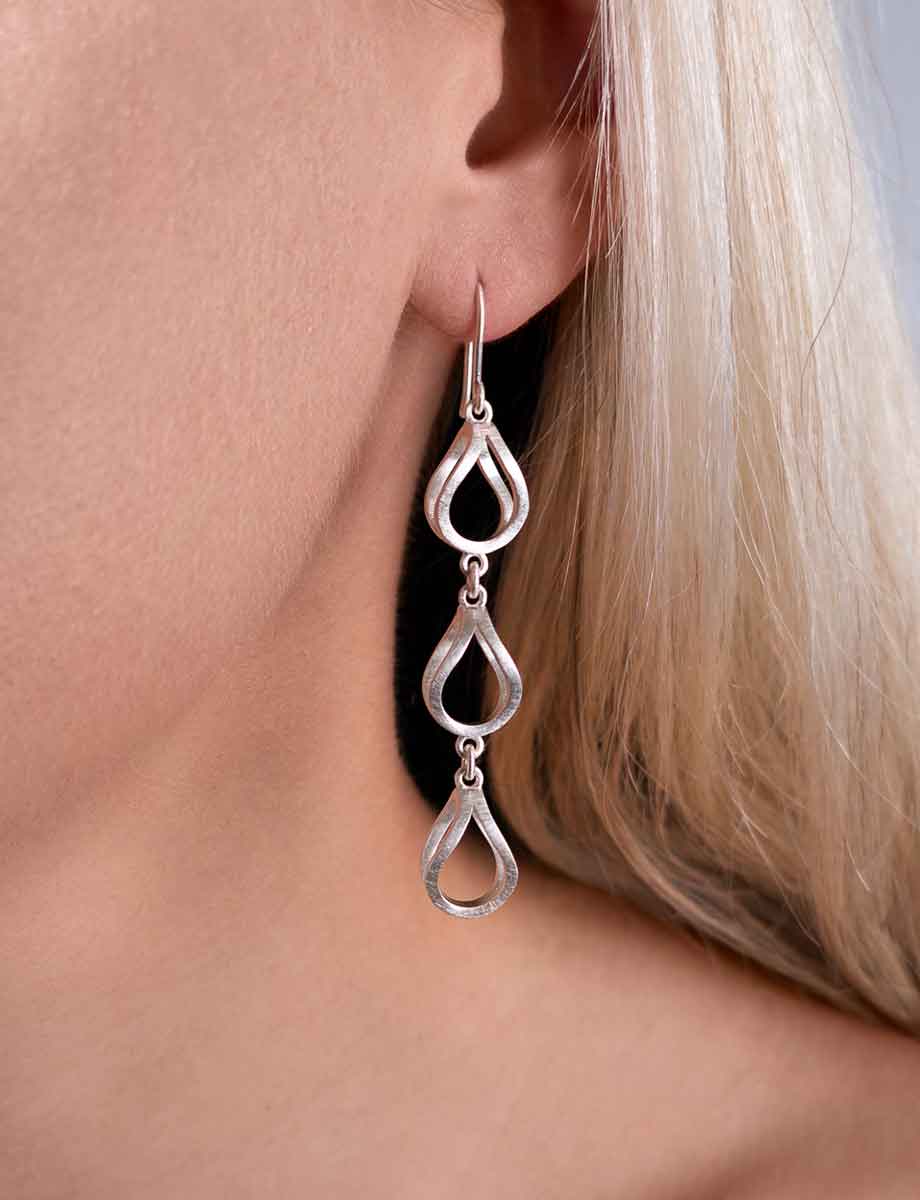 Illusions Trio Hook Earrings – Silver