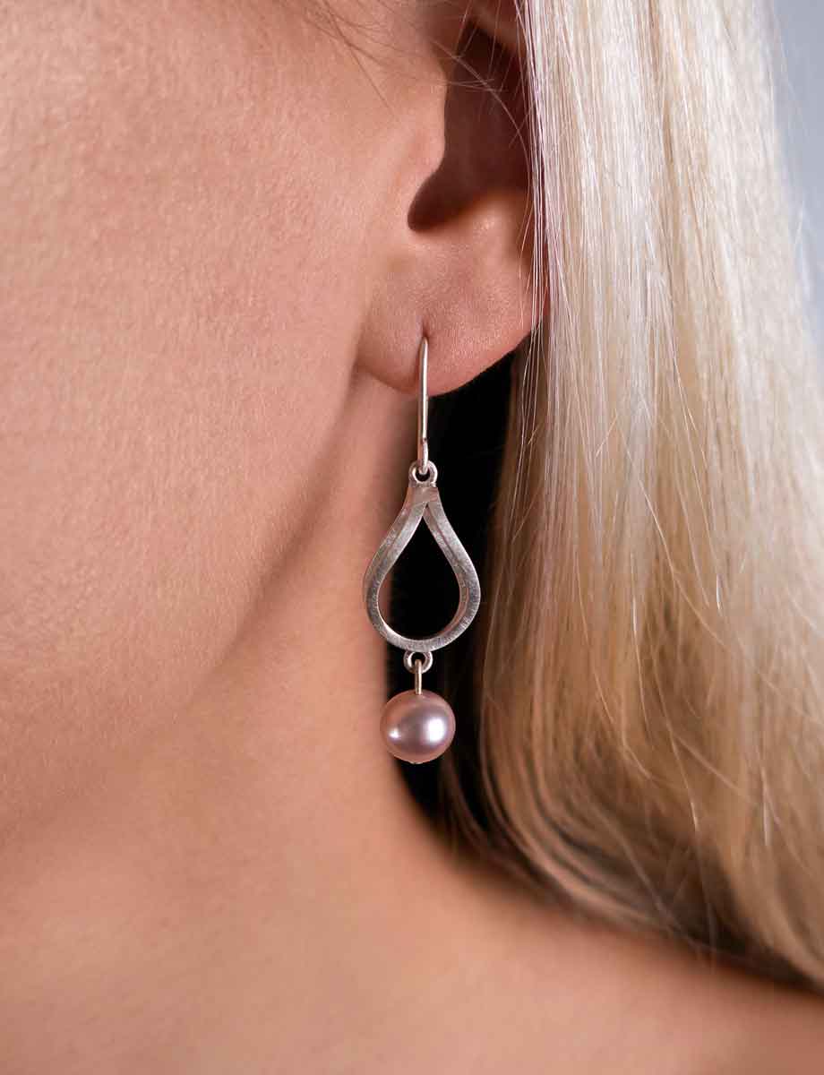 Illusions Hook Earrings – Silver & Pearl