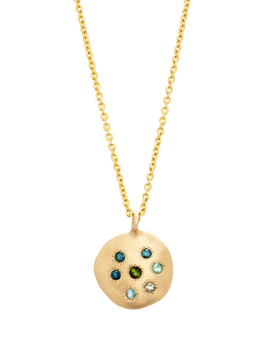 Neru Large Disc Charm Necklace – Gold & Tourmaline