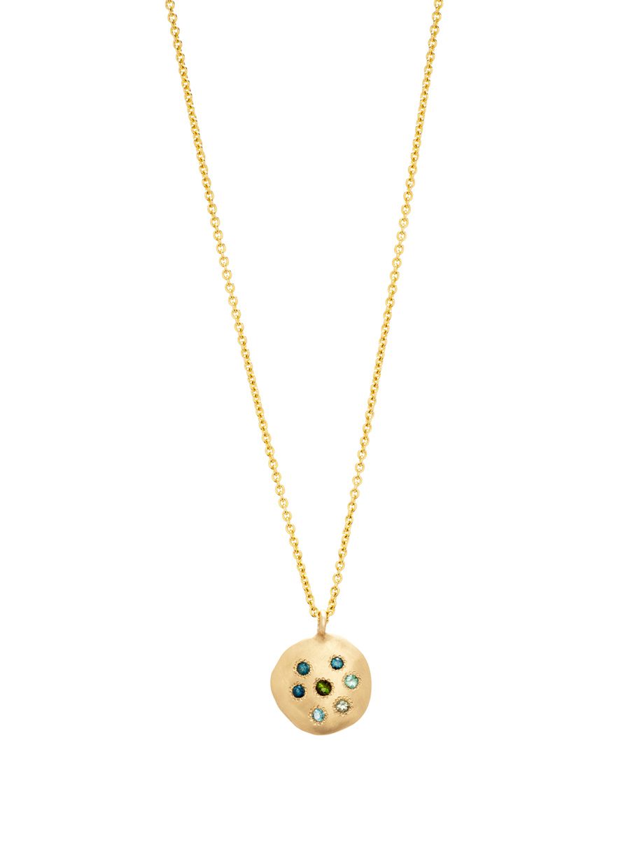 Neru Large Disc Charm Necklace – Gold & Tourmaline