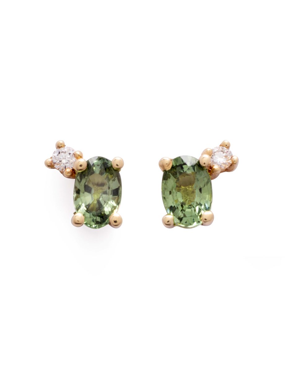 Oceanic Stud Earrings – Yellow Gold & Sapphire