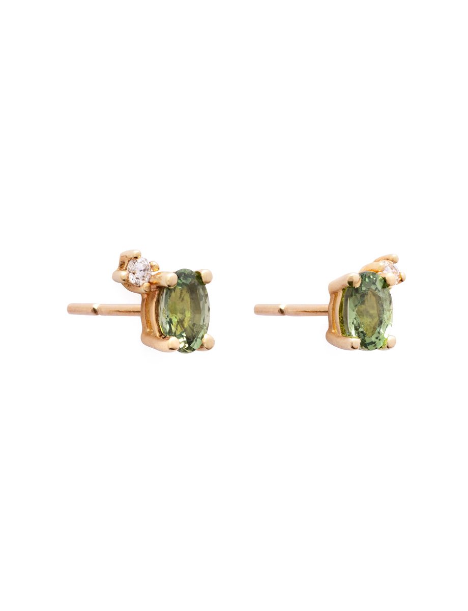 Oceanic Stud Earrings – Yellow Gold & Sapphire