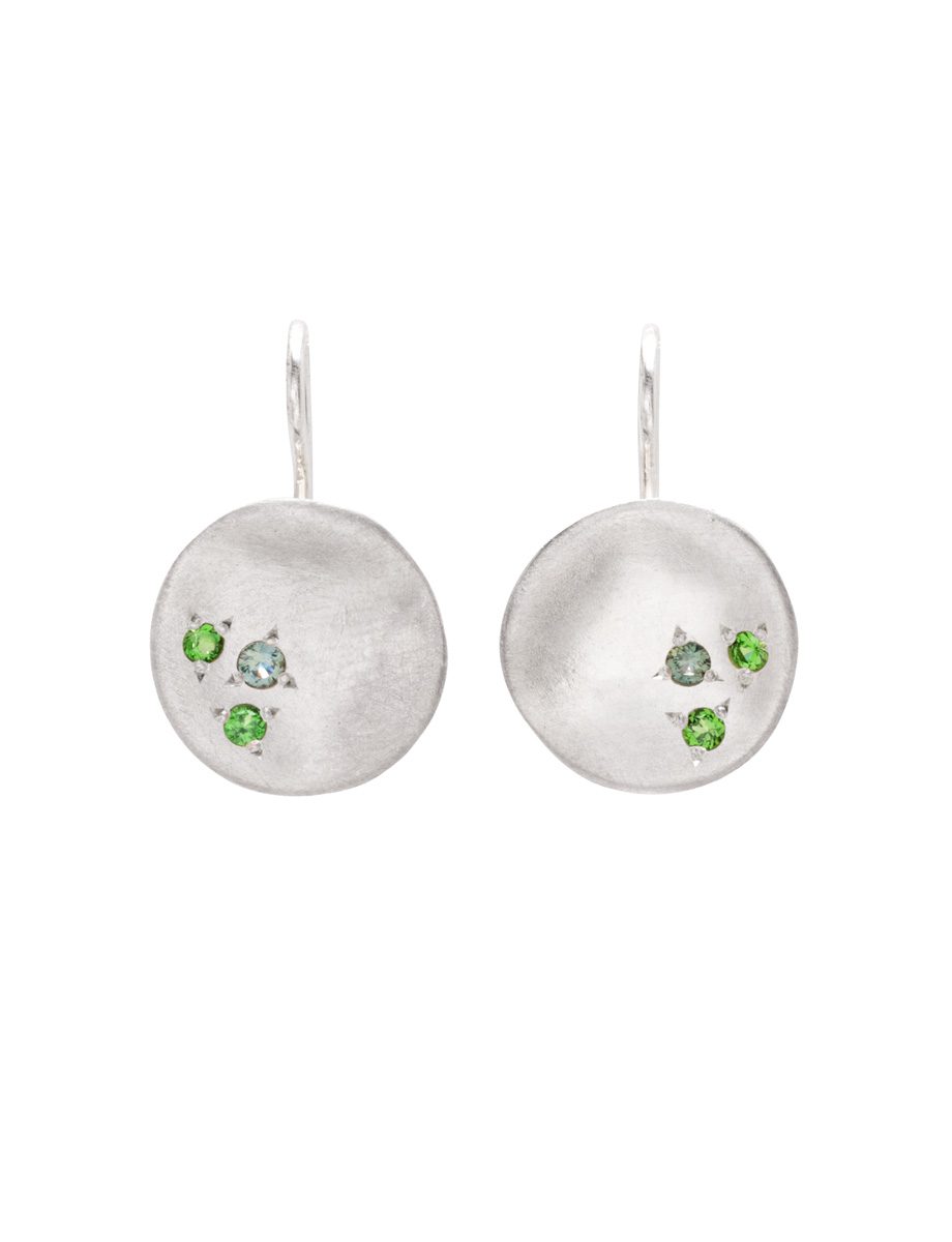Posy Earrings – Silver, Garnet & Tourmaline