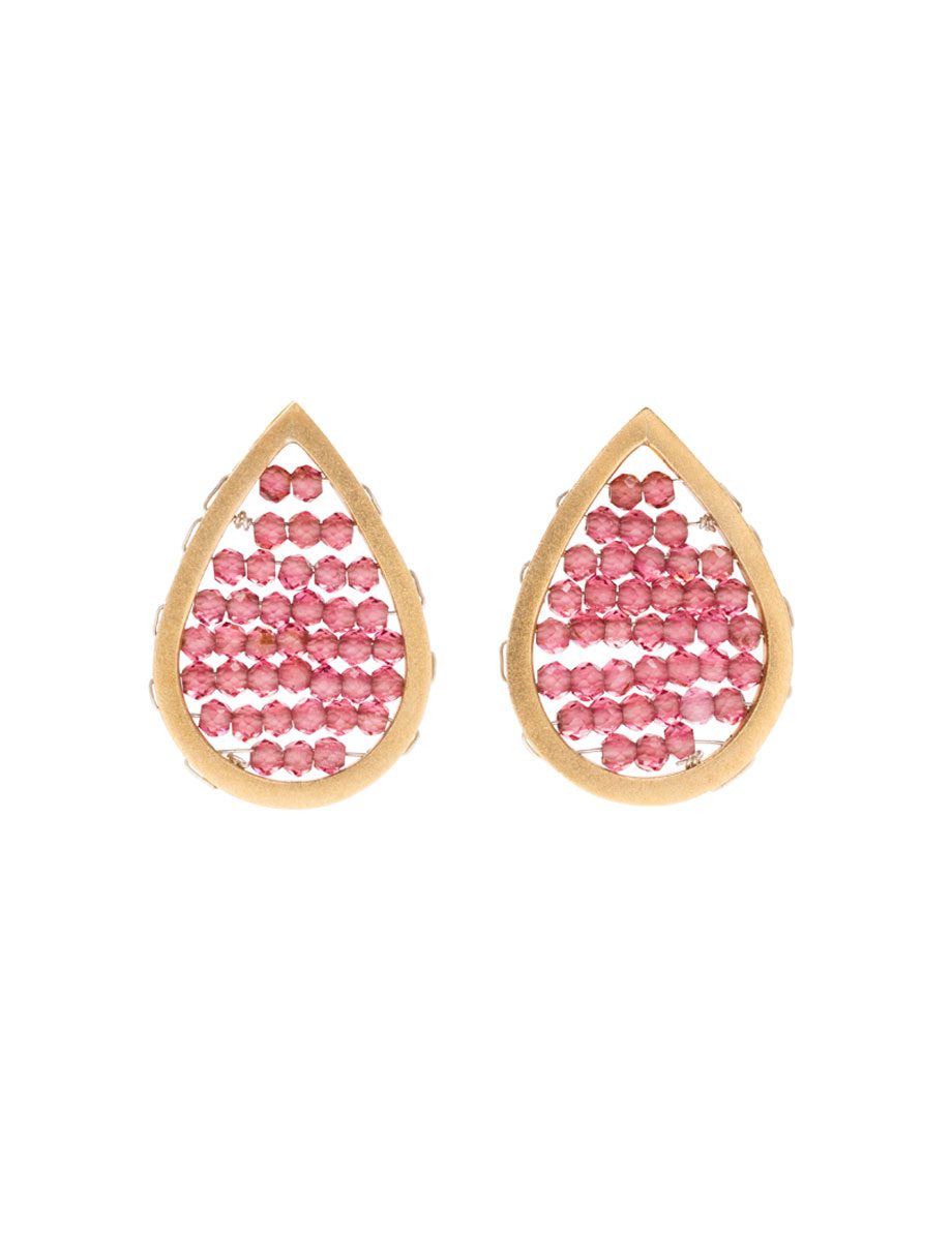 Small Teardrop Reef Earrings – Yellow Gold & Garnet