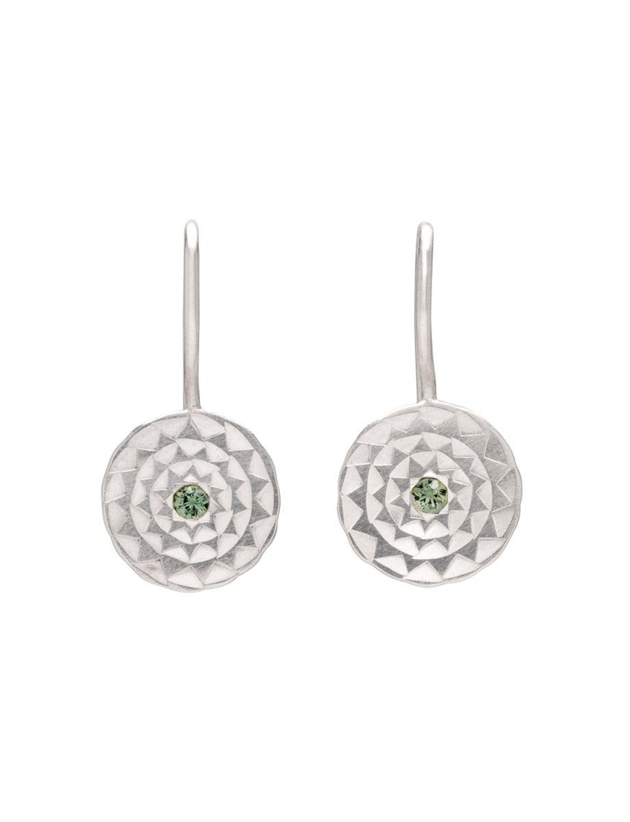 Fin Hook Earrings – Green Sapphire