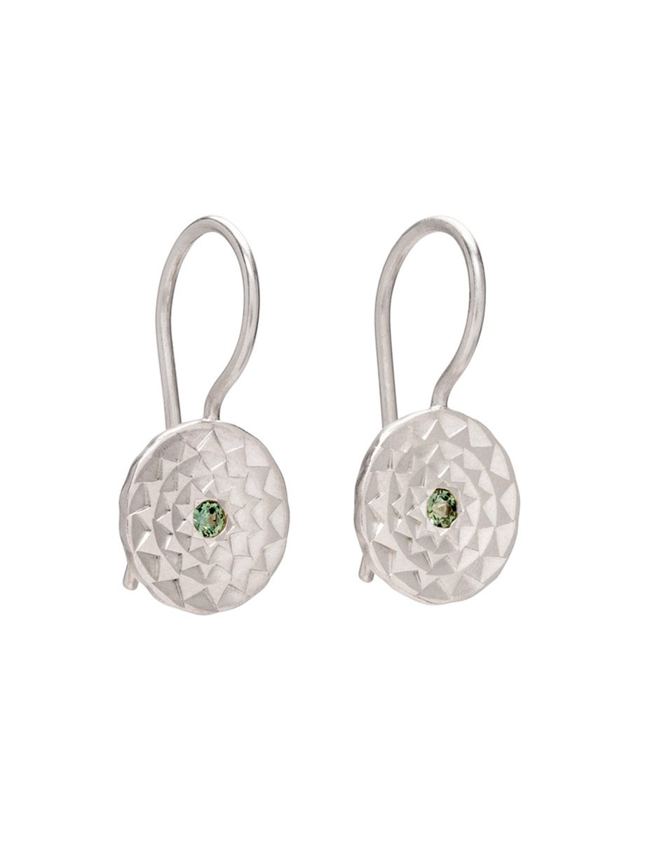 Fin Hook Earrings – Green Sapphire