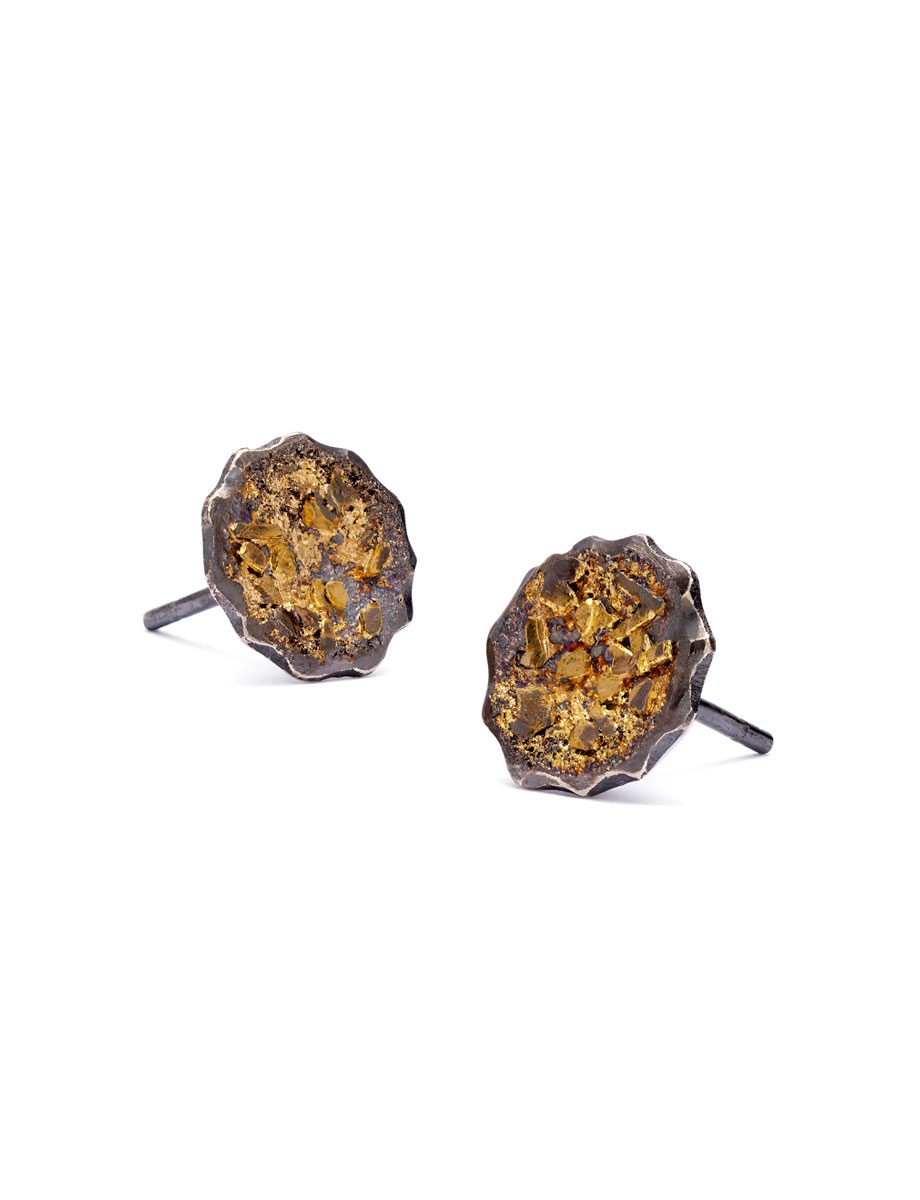 Golden Boulder Stud Earrings