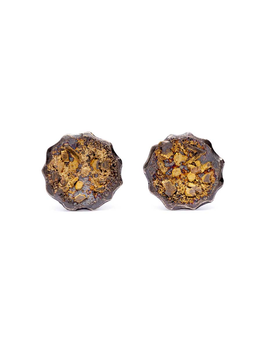 Golden Boulder Stud Earrings
