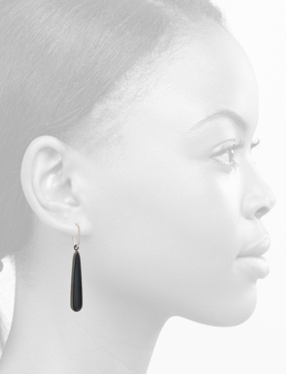 Droplet Oval Hoop Earrings – Blackened Silver