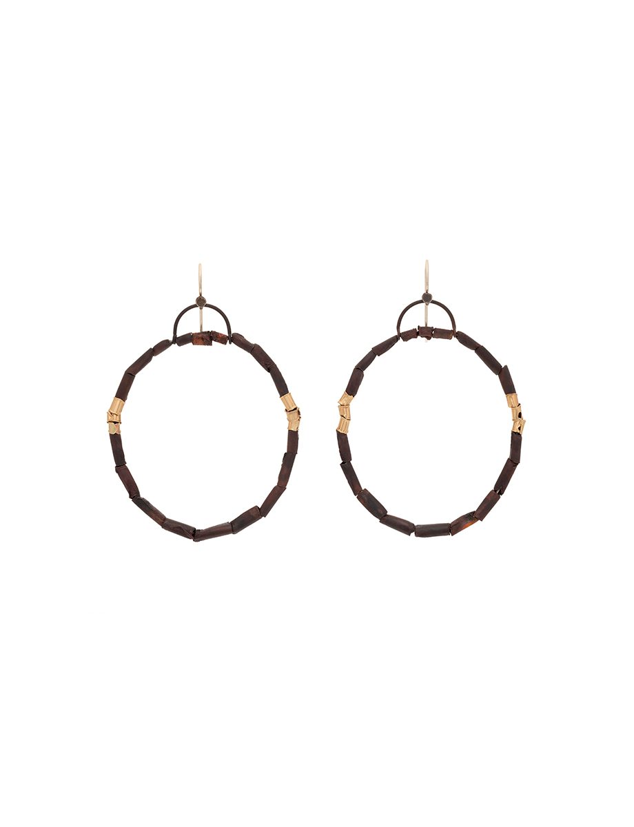 Rounded Bead Hoop Earrings