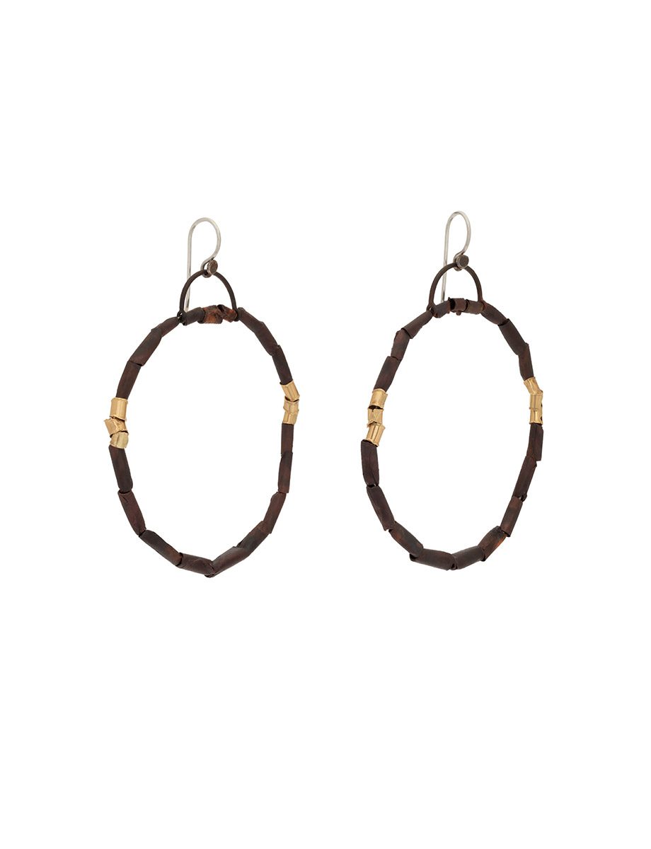 Rounded Bead Hoop Earrings
