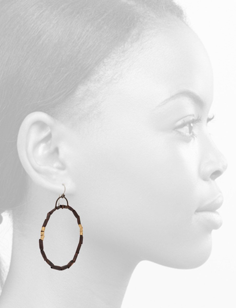 Rounded Bead Hoop Earrings