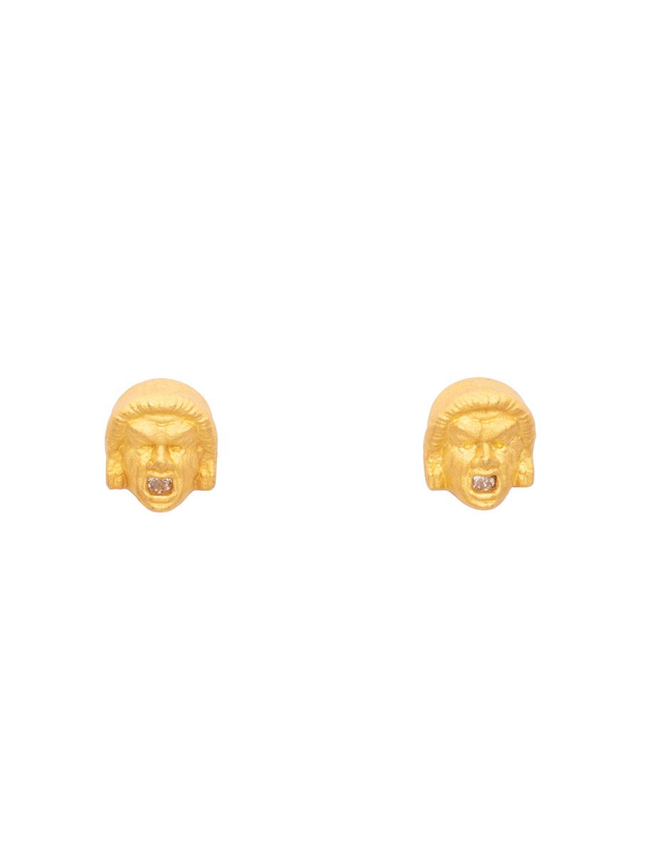 Echoes of Mycenae Male Earrings – Yellow Gold & Diamonds