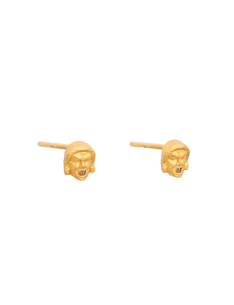 Echoes of Mycenae Male Earrings – Yellow Gold & Diamonds
