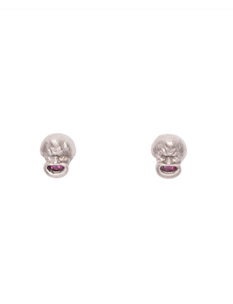 Grottesche Earrings – White Gold & Rubies