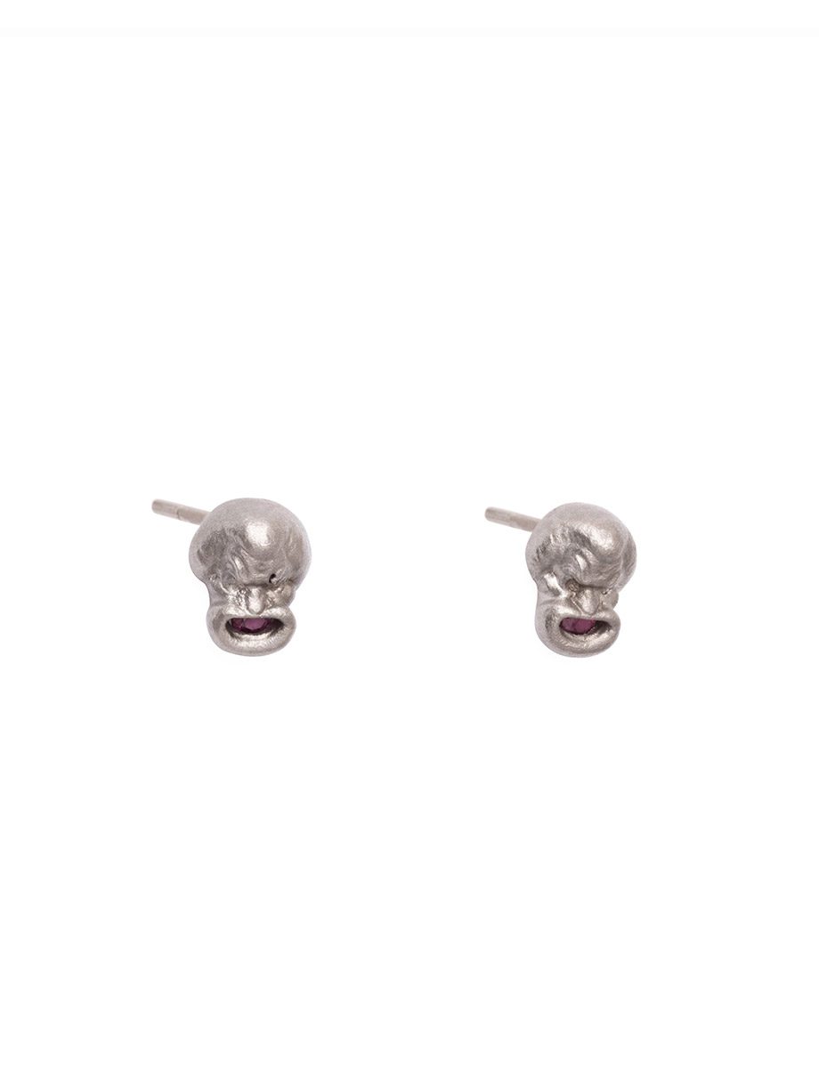 Grottesche Earrings – White Gold & Rubies