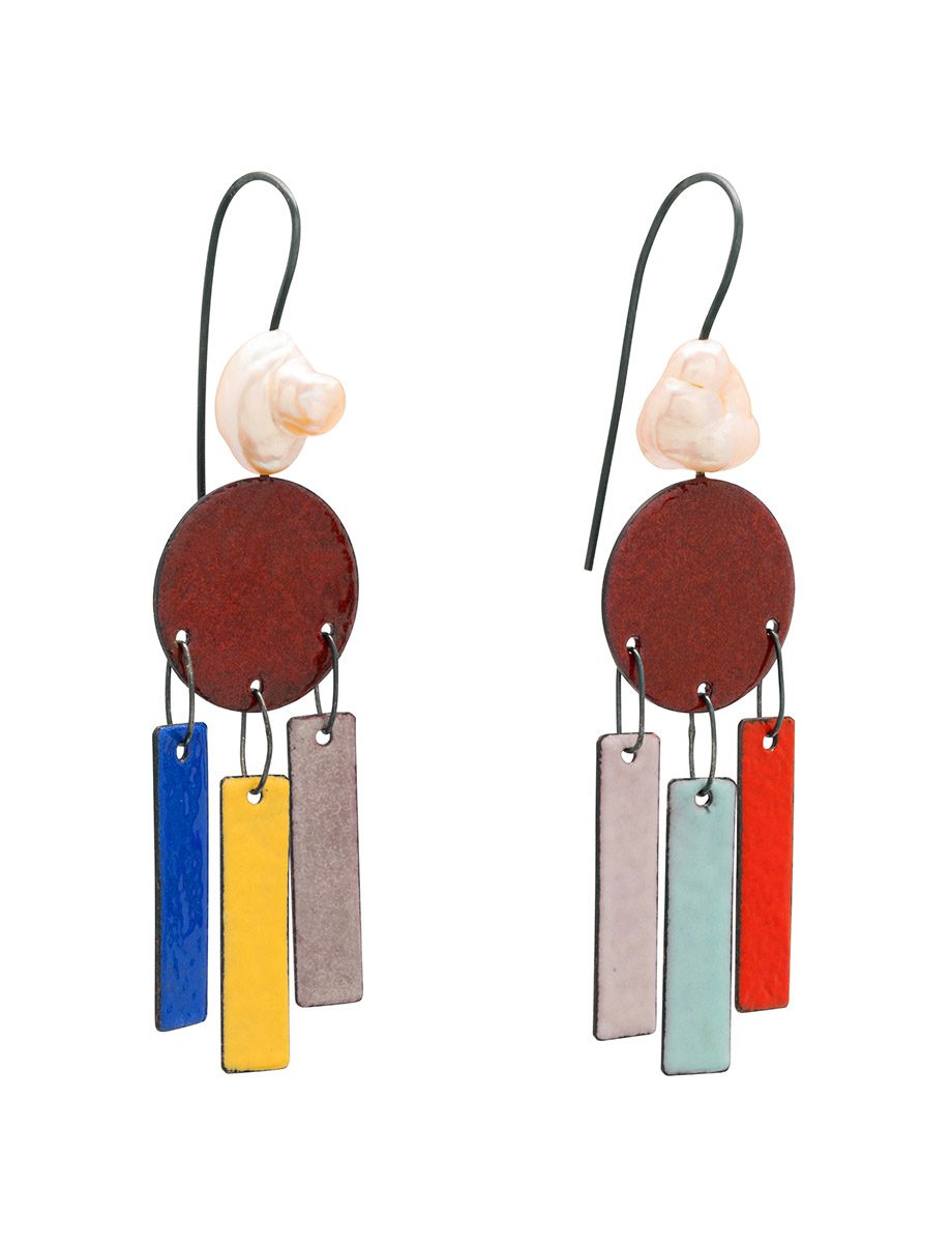 Iro Power of Colour Earrings – Silver, Enamel & Pearl