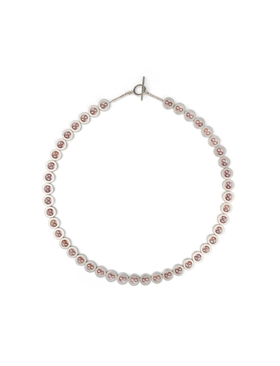 Echoes Within Necklace – Silver & Pink Pearl