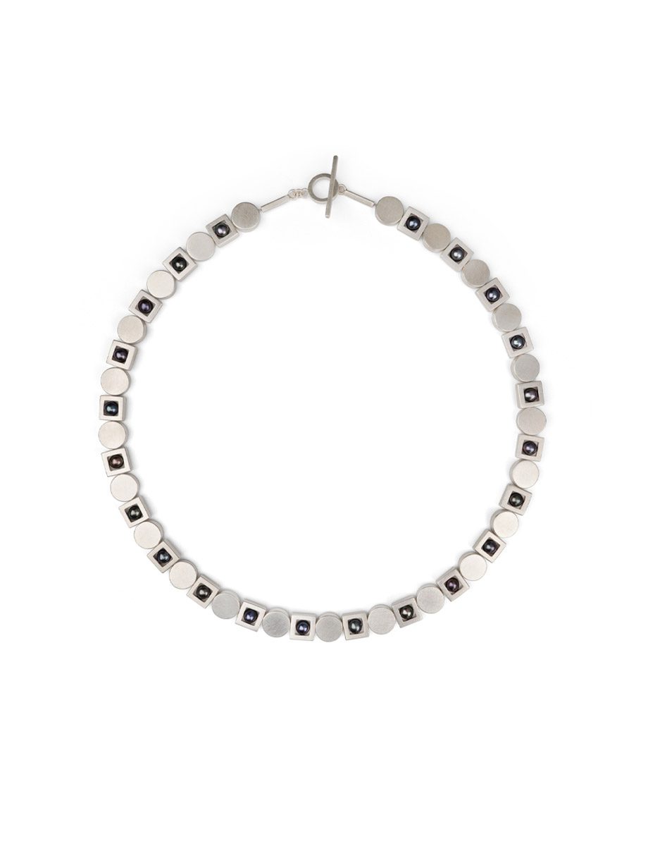 Inner Realms Necklace – Silver & Black Pearl