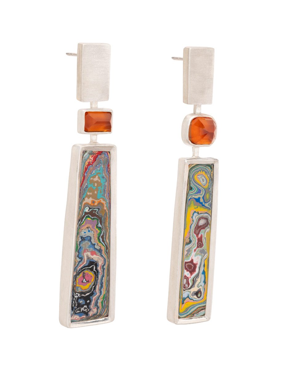 Articulated Earrings – Graffitite & Garnet