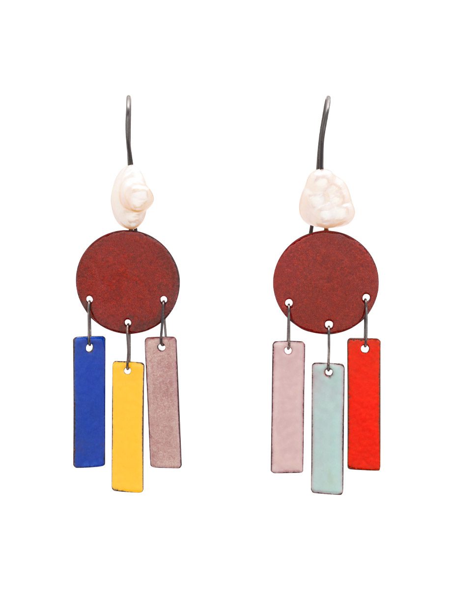 Iro Power of Colour Earrings – Silver, Enamel & Pearl