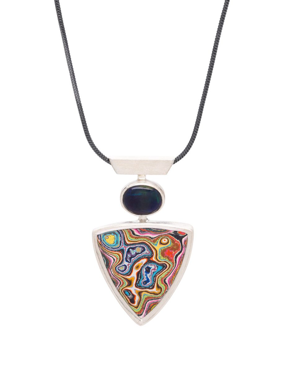 Graffitite & Opal Articulated Necklace – Silver
