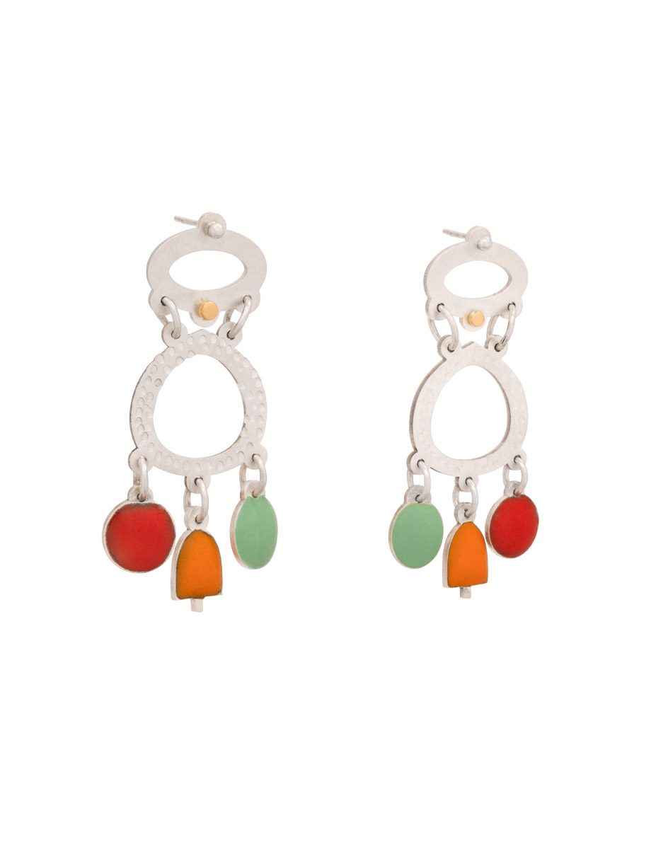 Weekend With You Bestie Earrings – Silver & Enamel